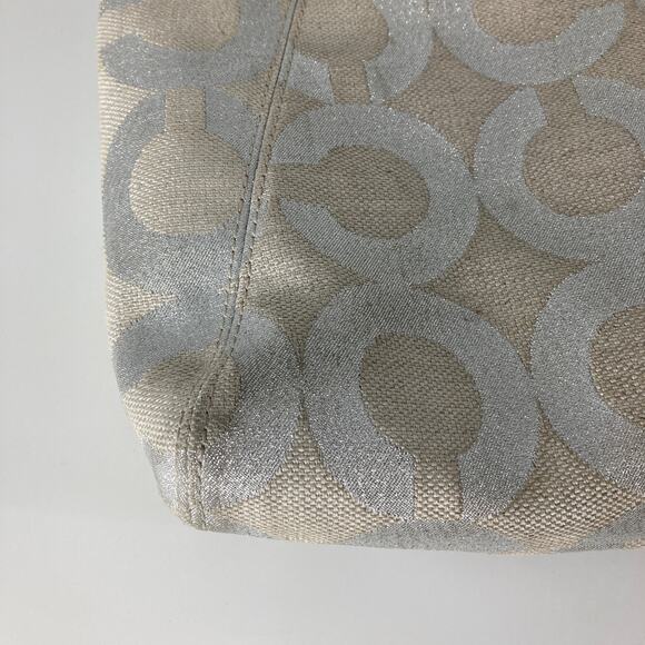 Coach 21021E Canvas silver signature print small shoulder bag ASIS - Picture 5 of 13